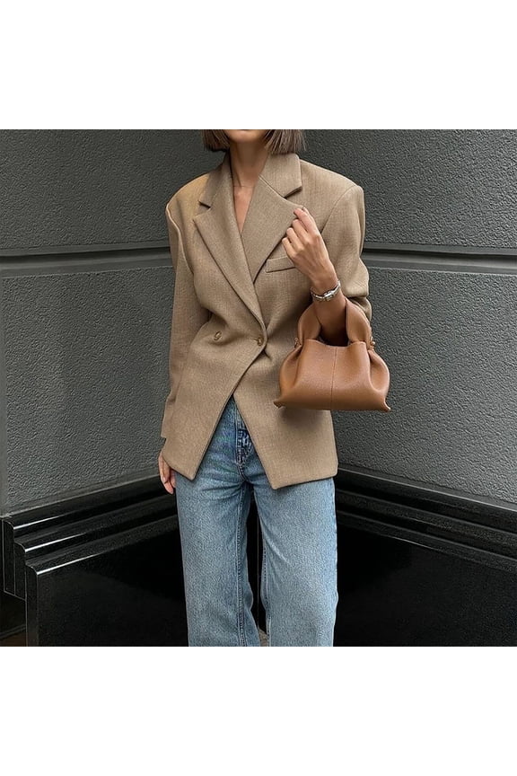 Women's Fashion Temperament Solid Color Senior Sense Thin Suit Jacket Retro Winter Coats for Women Tan Wool Trench Coat Women Cold Weather Coats for Women plus Size Long plus Size Women Coats Winter