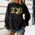thumbnail image 1 of Women's Fashion Top New Year 2026 Printed Pullover Sweatshirt Holiday Design for Women Casual Celebration Streetwear Top,Black,M, 1 of 6
