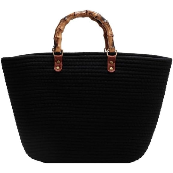 Women's Fashion Tote Bag Spliced One Shoulder Large Capacity Bamboo Joint Handheld Big Bag (brown)