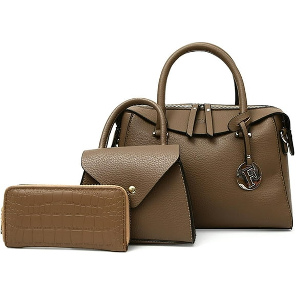 Women's Fashion Travel Tote Bags PU Leather 3pcs Handbag Purses Vegan Ladies Top-handle Hobo Shoulder Bag