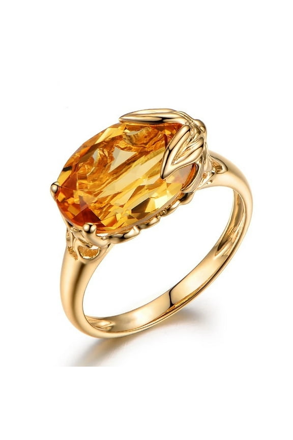 Women's Fashion Trendy Golden Rings Cubic Zircon Stone Ring Champagne Finger Ring Female Charming Cocktail Ring Jewelry