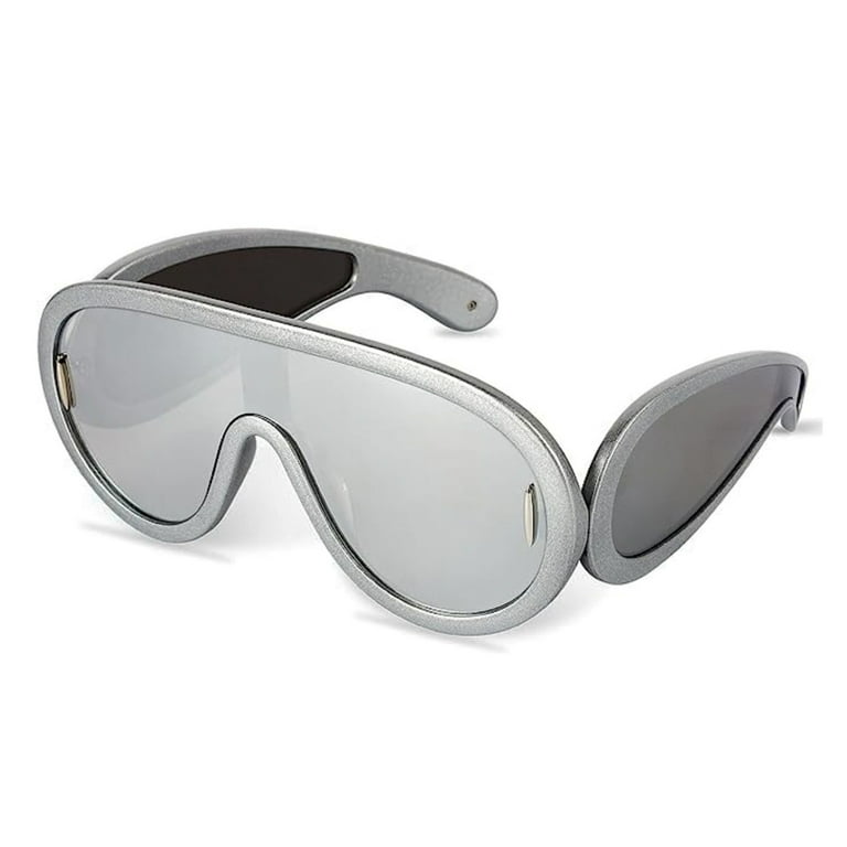 Women s Fashion Trendy Oversized Gray Round Big Siamese Lenses Wave Mask Shades Smooth Frame Sunglasses Walmart