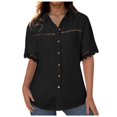 thumbnail image 1 of Women's Fashion V Neck Button Down Casual T-Shirt Loose Fit Soft Comfortable Blouse Top for Everyday Wear, 1 of 2