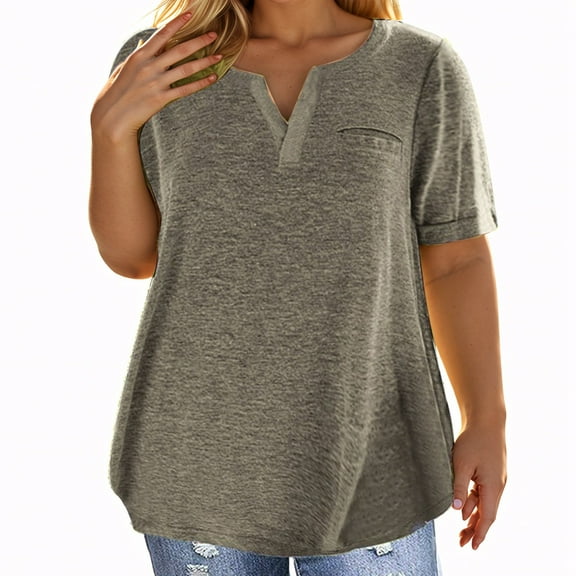 Women's Fashion V Neck Shirt Casual and Soft Short Sleeved Top Basic T Shirt Solid-color Fashionable Shirt,Color:Yellow,Size:S