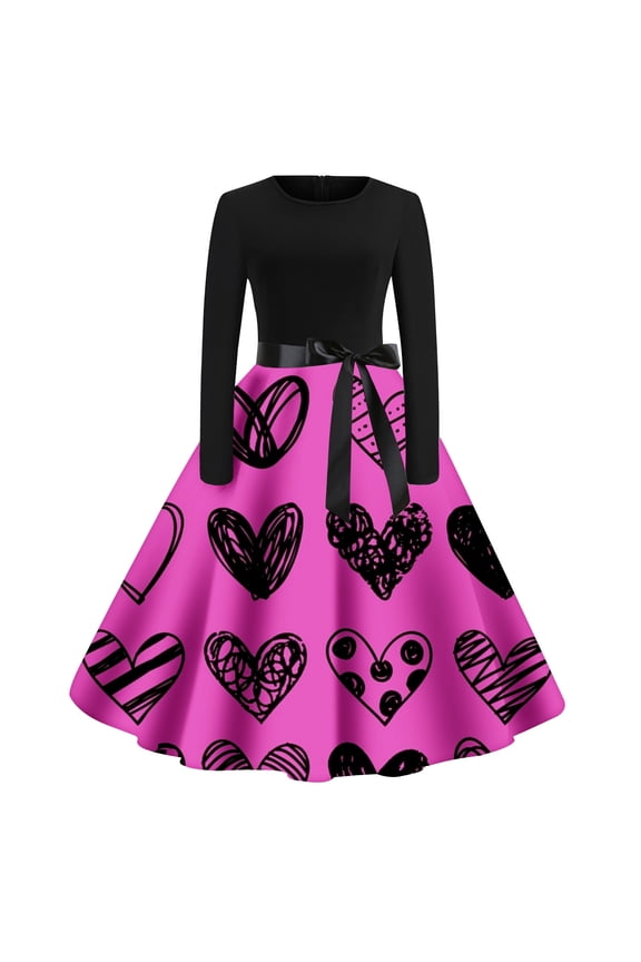 Women's Fashion Valentine's Day Printed Casual Dress Flowy Comfortable Soft Fabric Stylish Elegant Party Wear