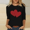 thumbnail image 1 of Women's Fashion Valentine's Day Printed Round Neck Three Quarter Sleeve Casual T Shirt Top Running Long Sleeve Shirt Women Med Womens Shirts Ladies Long Sleeve Shirts Sleeve Shirt Womens Summer Top, 1 of 3