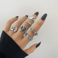 thumbnail image 1 of Womens Fashion Vintage Rings Set Geometric Silver Finish Rings Electroplated Alloy Ring Set Simple Band Rings for Women, 1 of 6