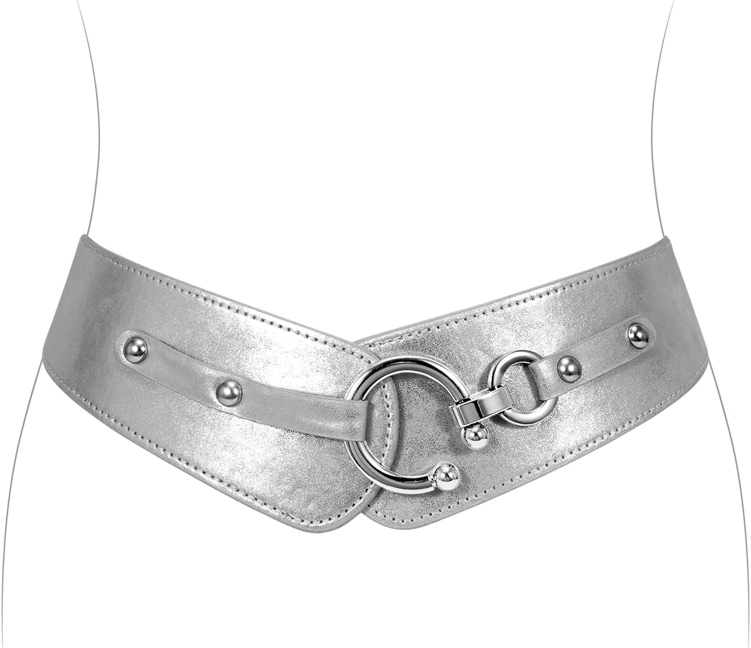 3728 Women Vintage Wide Elastic Thick Stretch Belt With Interlock Buckle Women main image 3