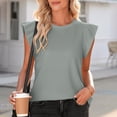 thumbnail image 1 of Women's Fashion Waffle Knit Trendy Tops Cap Sleeve Cute Tops Crew Neck Sleeveless Dressy Tank Tops (S, Gray), 1 of 7