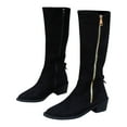 thumbnail image 1 of Women’s Fashion Wide Calf Boots Pointed Toe Suede Leopard Side Zipper Knee High Boots, Women Knee High Boots Chunky Block Heel Wide Calf Fashion Dress Boot, 1 of 7
