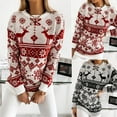 thumbnail image 1 of Women's Fashion Winter Christmas Knitted Long Sleeve Round-Neck Sweater for Fall and Winter, Cozy and Festive, Great as Christmas Sweaters for Women and Christmas Gifts,Gray,Size L, 1 of 8