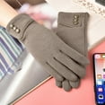 thumbnail image 1 of Women's Fashion Winter Gloves with Bow Decoration, Plush Lined Warm Gloves, Soft Lining Touchscreen Gloves, Elegant Cold Weather Dress Gloves for Daily Wear Khaki, 1 of 4