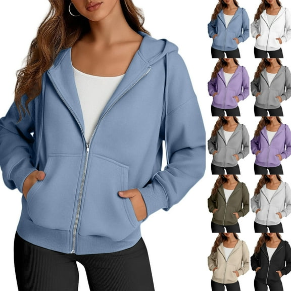 Women's Fashion Winter Long Sleeve Hooded Zipper Solid Color Loose Hooded Jacket for Fall and Winter, Casual Style, Winter Clothes for Women,Army Green,2XL