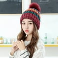 thumbnail image 1 of Women's Fashion Winter Warm Beanie Hat Fleece Knit Ski Skull Cap With Pompom, 1 of 1