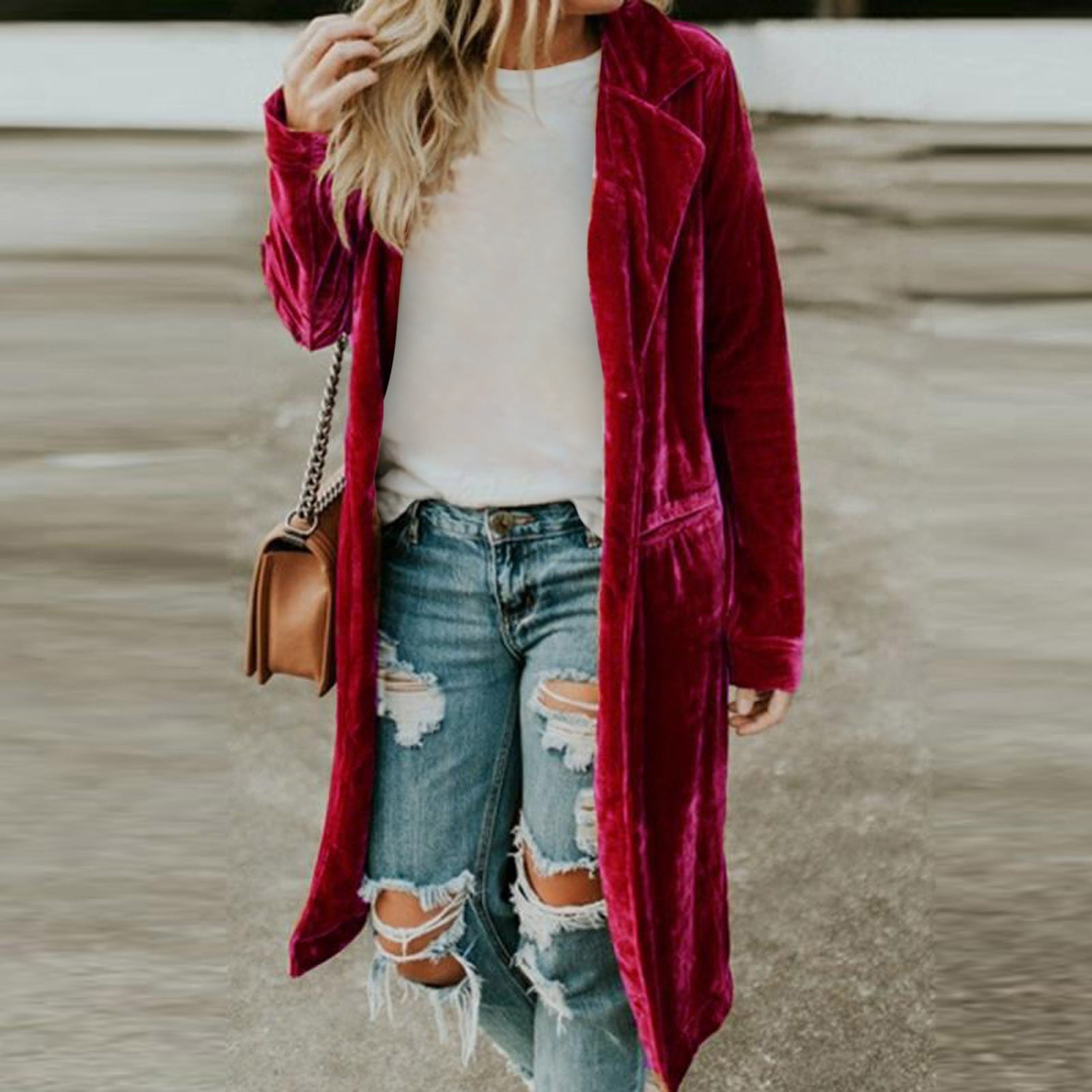 Red shop velvet cardigan