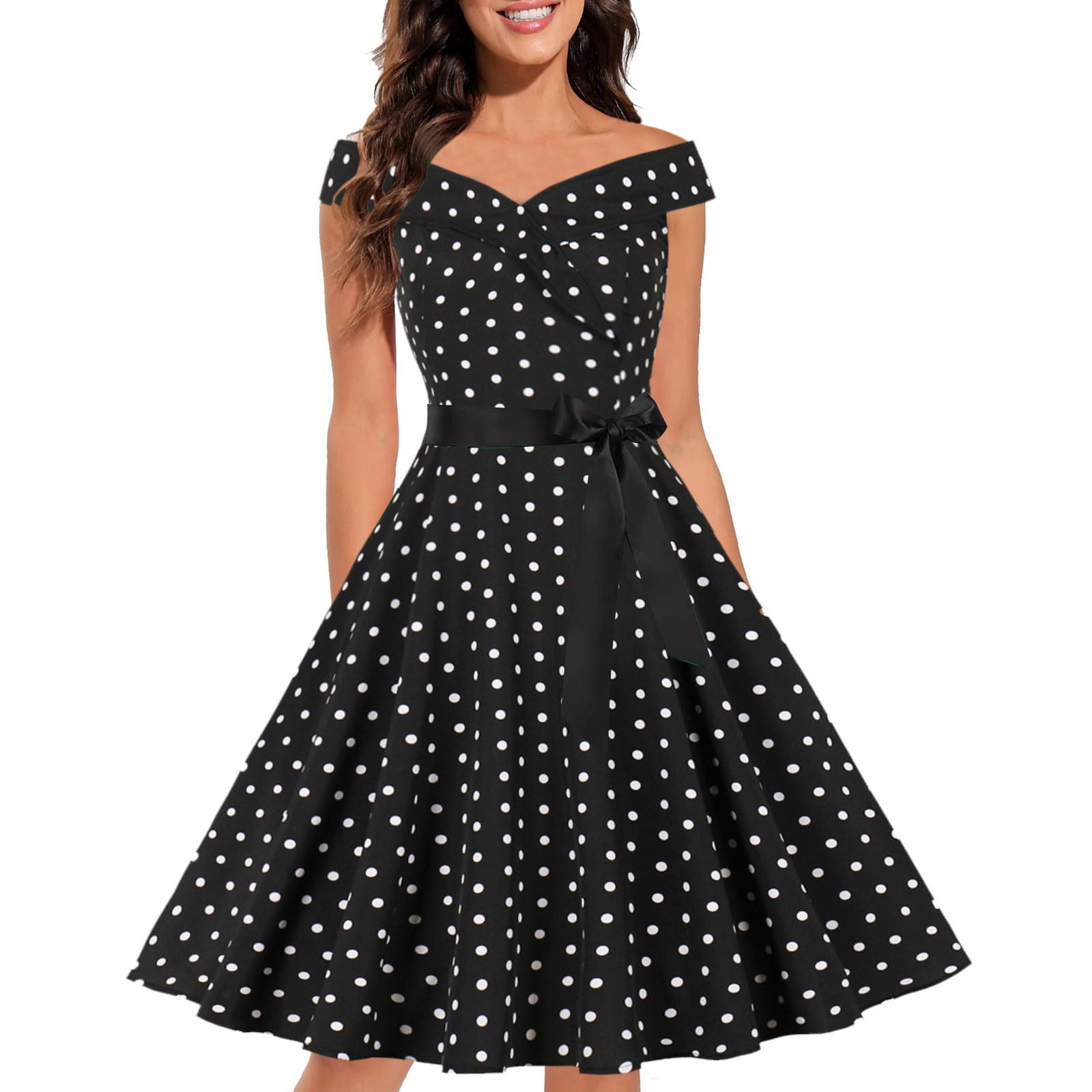 Women's Vintage Dresses, 1950s Retro Fit and Flare Party Dress, 20s 30s  Short Sleeve Cocktail Swing Dresses - Walmart.com