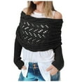 thumbnail image 1 of Women's Fashionable Wool Blend Hollow Shawl Scarf with Detachable Sleeves for Autumn Winter Outdoor Casual Wear, 1 of 9