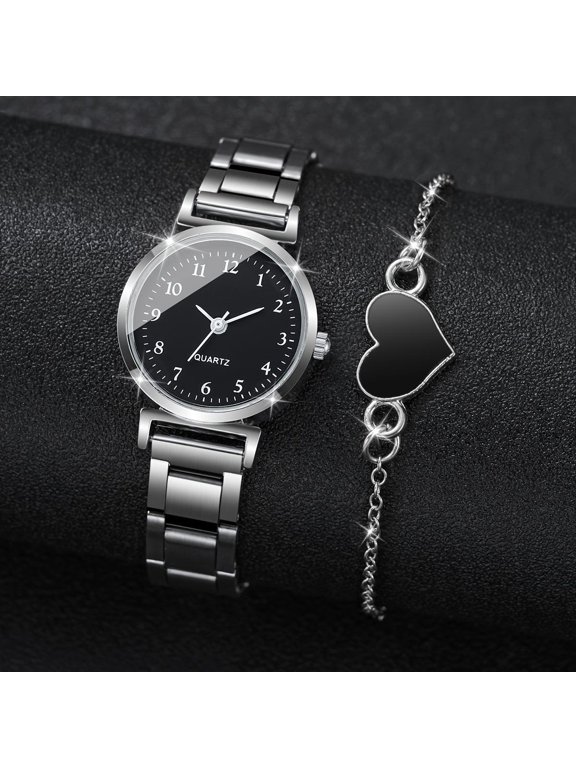 Women’s Fashion Wristwatch Set, Round Small Digital Dial, Quartz Movement, Includes 2 or 4 Pieces, Watch and Watch Box, Box Not Included