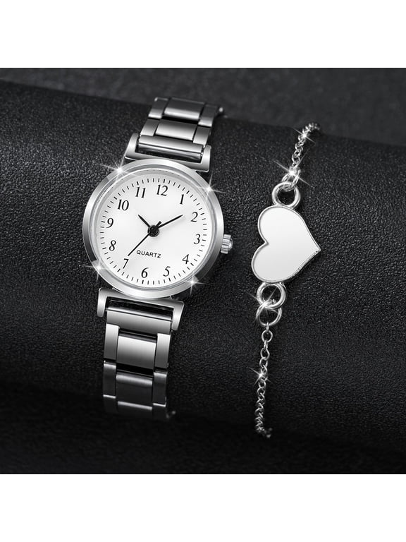 Women’s Fashion Wristwatch Set, Round Small Digital Dial, Quartz Movement, Includes 2 or 4 Pieces, Watch and Watch Box, Box Not Included