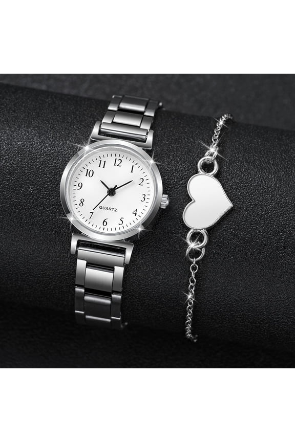 Women’s Fashion Wristwatch Set, Round Small Digital Dial, Quartz Movement, Includes 2 or 4 Pieces, Watch and Watch Box, Box Not Included