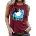 thumbnail image 1 of Women's Fashion Y2K Tops Dressy Casual Retro Sunset Graphic Tank Tops Vintage Sleeveless Tunic Tops Loose Fit Flowy Crew Neck Summer Clothes for Teen Girls Elegant Going out Blouse Wine T Shirts XXL, 1 of 5