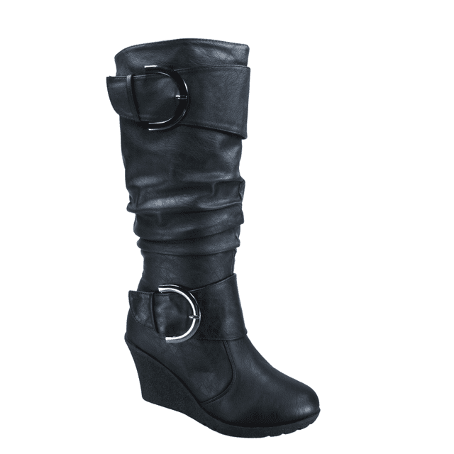 Women's Fashion Zip Knee High Boots Casual Wedge Heel Winter Shoes