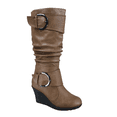 thumbnail image 1 of Women's Fashion Zip Knee High Boots Casual Wedge Heel Winter Shoes ( Cognac, 5.5 ), 1 of 5