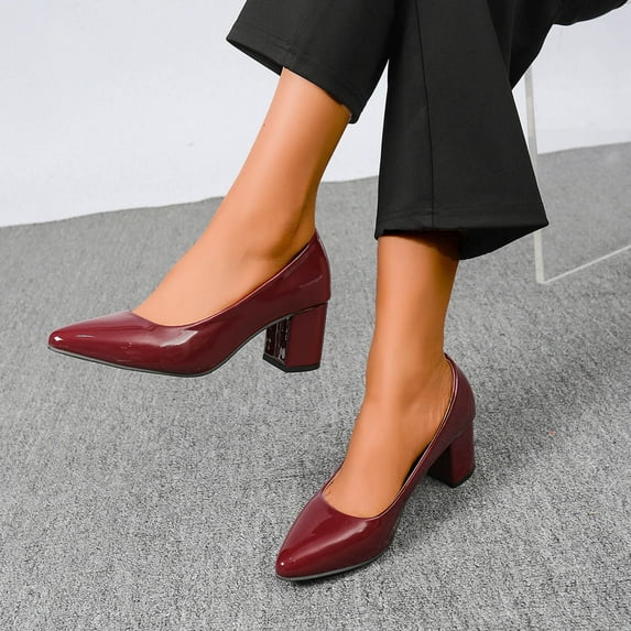 Women's Fashionable Casual Comfortable Plus Size Work Shoes Solid Color Pointed Toe Heel Block Heel High Heels Slingback Kitten Heels Pointed