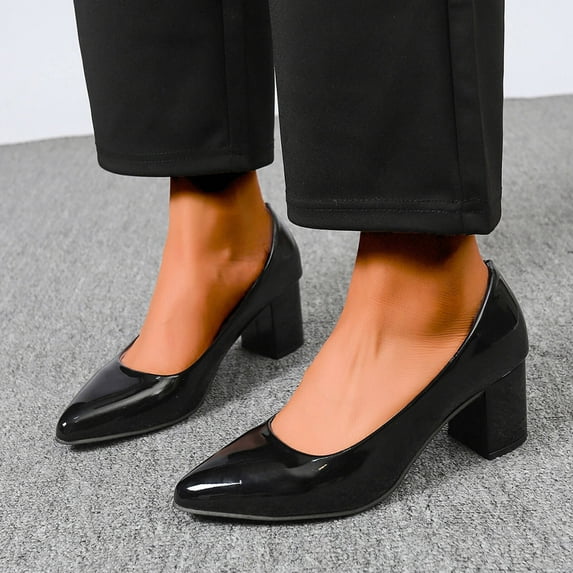 Women's Fashionable Casual Comfortable Plus Size Work Shoes Solid Color Pointed Toe Heel Block Heel High Heels Slingback Kitten Heels Pointed