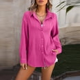thumbnail image 1 of Women's Fashionable Casual Comfortable Wavy Texture Loose Lapel Button Up Shirt Top Women's Clothing 2 Shirts for Women Oversized Baseball Shirts for Women Color Striped Shirt Design Women Shirts V, 1 of 6
