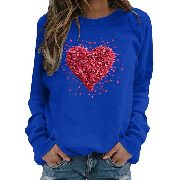 Women's Fashionable Casual Fun Santa Head Printed Round Neck Top Hoodless Sweatshirt