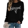 thumbnail image 1 of Women's Fashionable Casual Long Sleeve Printed Pullover Sweatshirt Blessed Design Comfort Top for Women Loose Fit Streetwear,Black,S, 1 of 4