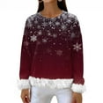 thumbnail image 1 of Women's Fashionable And Casual Long Sleeved Printed Pullover Sweatshirt, Christmas Design, Comfortable and Stylish Pullover for Women, Holiday Season Wear,Wine,S, 1 of 4