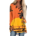 thumbnail image 1 of Women's Fashionable Casual Long-Sleeved Retro Print V-Neck Mid-Length Top, 1 of 5