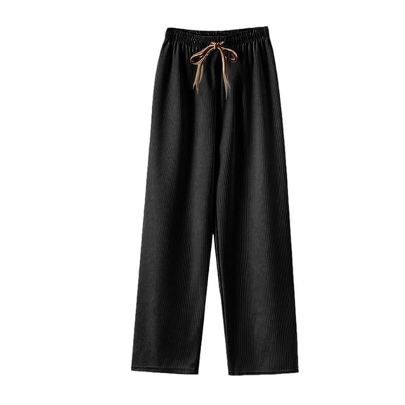 Women's Fashionable Casual Loose Fleece Lined Long Pants for Cozy and Stylish Cold Weather Use,Black,One Size
