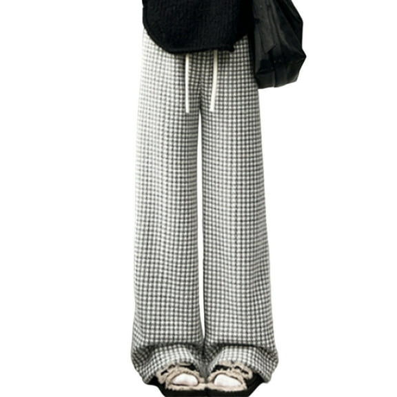 Women's Fashionable Casual Loose Fleece Lined Long Pants for Soft and Warm Daily Activities,Black,One Size