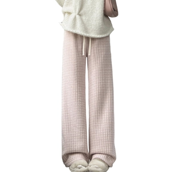 Women's Fashionable Casual Loose Fleece Lined Long Pants for Soft and Warm Daily Activities,Pink,One Size