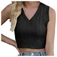 thumbnail image 1 of Women's Fashionable Casual Sleeveless Knit Sweater Vest Solid Color Wide Slim Fit V Neck Camisole Top, 1 of 2