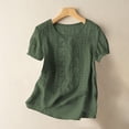 thumbnail image 1 of Women's Fashionable Casual Solid Color Pleated Cotton and Linen Tops Shirts and T Shirts, 1 of 6