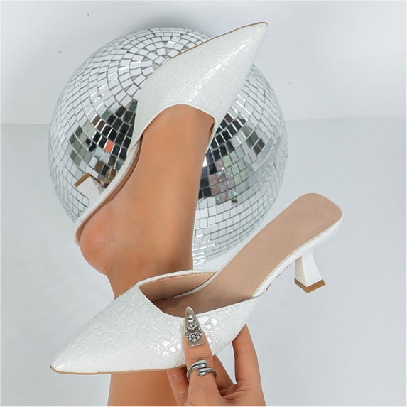Women's Fashionable And Casual Solid Color Pointed Toe Heels Versatile High Heels Shoes Pumps Comfortable Slip On Comfortable Dress Shoes Senior Front