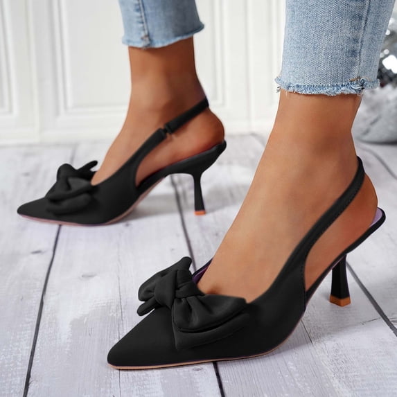 Women's Fashionable Casual Solid Color Pointed Toe Open Back Style High Heels Shoes Slingback Kitten Heels Pointed Comfortable Dress Shoes Gifts