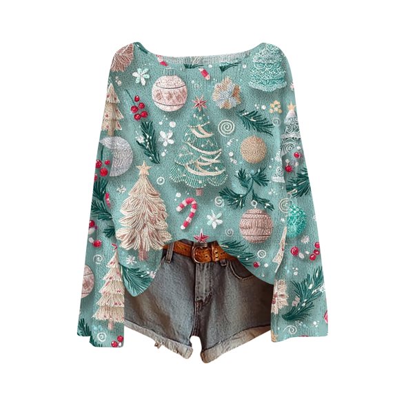 Women's Fashionable Casual Three-Quarter Sleeve Floral Printed Round Neck Top, Soft Lightweight Polyester Fabric for All-Day Comfort, Regular Fit Pairs Perfectly with Jeans Xxl