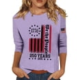 thumbnail image 1 of Women's Fashionable Casual Three Quarter Sleeve Printed Collar Pullover Top Light Purple S, 1 of 3