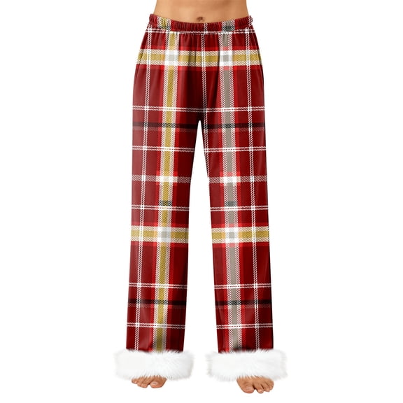 Women's Fashionable Casual Trousers with Plaid Print, Comfortable and Chic Pants for Everyday Casual Wear, Office Dress, and Stylish Looks,Wine,M