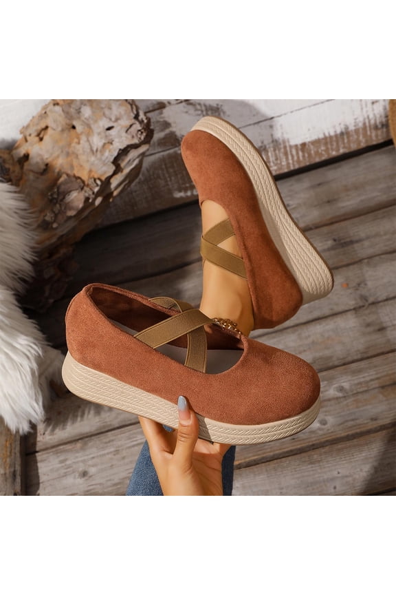 Women's Fashionable Casual Versatile Solid Color Comfortable Round Toe Wedge Shoes Mary Jane Shoes Women Classic Clog Senior Front Women's Gifts