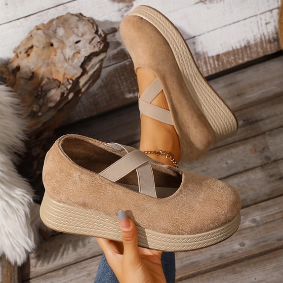 Women's Fashionable Casual Versatile Solid Color Comfortable Round Toe Wedge Shoes Mary Jane Shoes Women Classic Clog Senior Front Women's Gifts