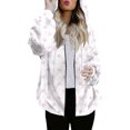 thumbnail image 1 of Women's Fashionable Casual Zippered Hooded Striped Printed Drawstring Furry Sweatshirt Jacket, Classic Stripes Pattern,Pink,XL, 1 of 6