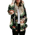 thumbnail image 1 of Women's Fashionable Casual Zippered Hooded Sweatshirt Jacket with Christmas Print and Drawstring, Furry Plush for Winter,Navy,M, 1 of 6