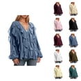 thumbnail image 1 of Women's Fashionable Color Layered Decorative V Neck Long Sleeve Shirt Cardigan Sweaters for Women, 1 of 2