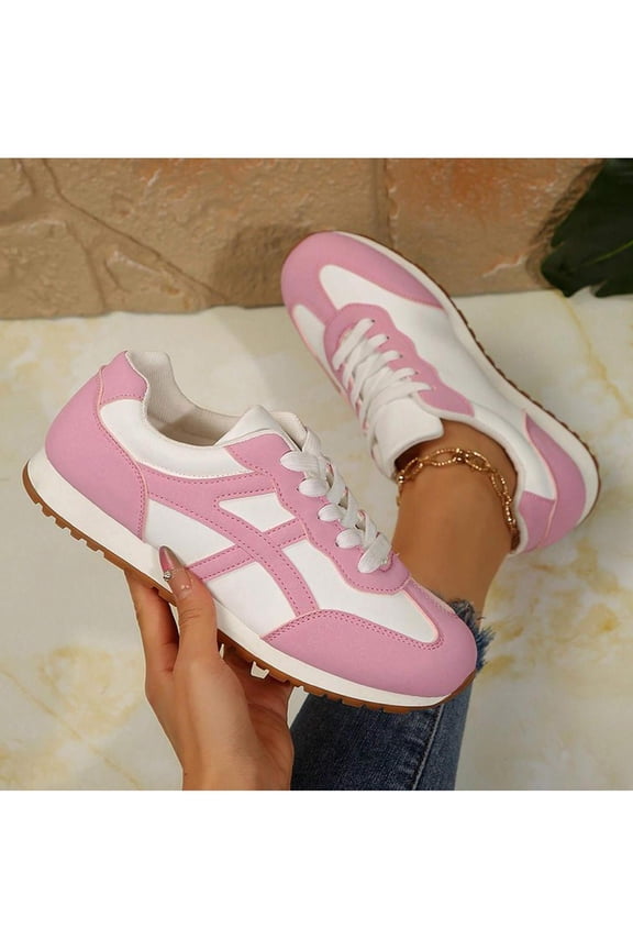 Women’s Fashionable Colorblock Sneakers - Lightweight Outdoor Walking Shoes for Casual Retro Sports